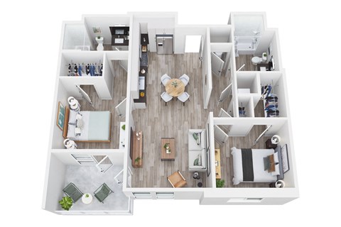 Floor plan for 2 beds, 2 baths, 984 sqft